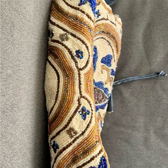 Christiana Beaded Blue/Ivory/Brown Shoulder Bag - Picture 12 of 16